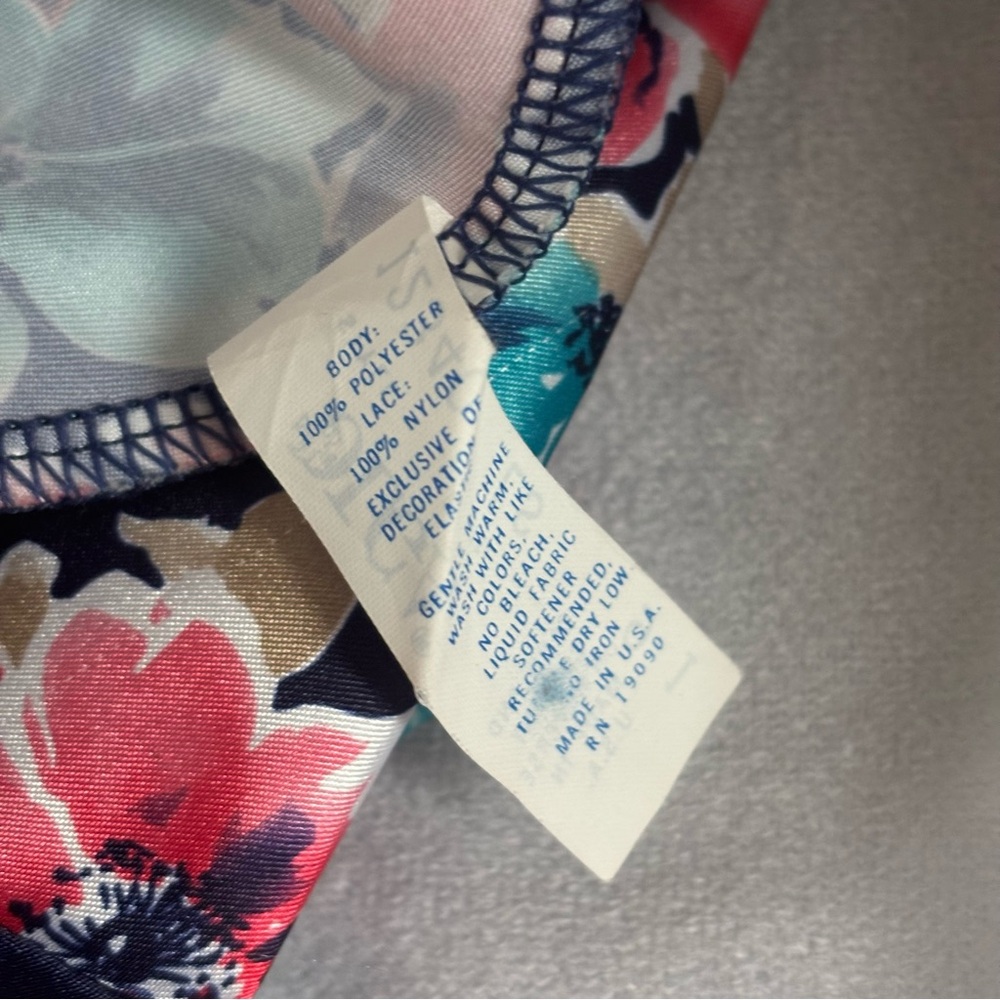 Olga Vintage Skirt Slip Size Small Blue & Pink Floral Lace - Picture 11 of 11